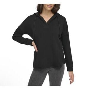 Andrew Marc Sport Women's Fleece Split Neck Hoodie Black Size S NWT $79